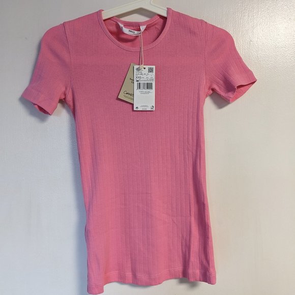 Mango NWT bubblegum pink 100% cotton t-shirt XXS - Picture 1 of 3